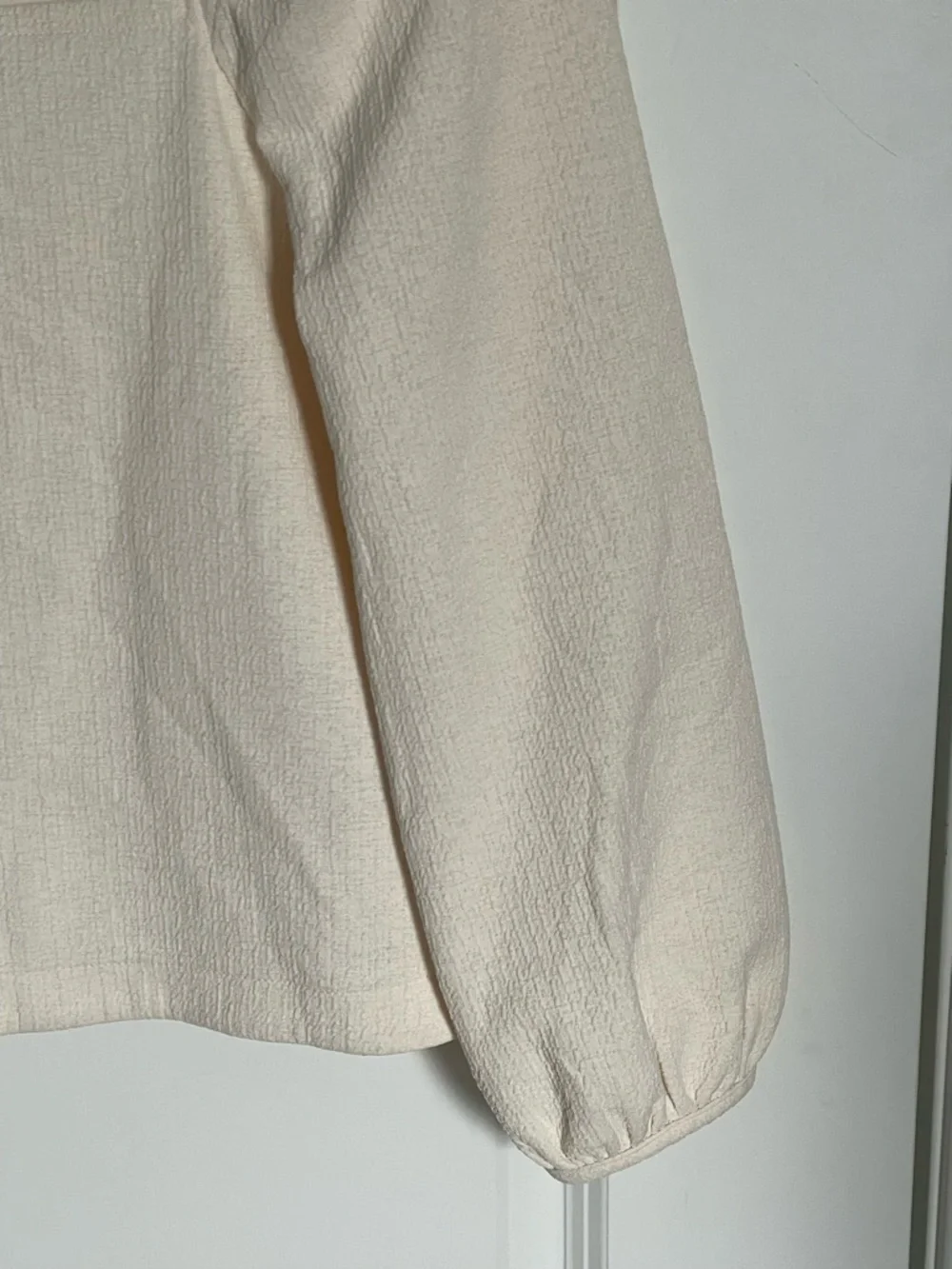 Madewell Antique Cream Crepe Square-Neck Puff-Sleeve Top Size XS 54368